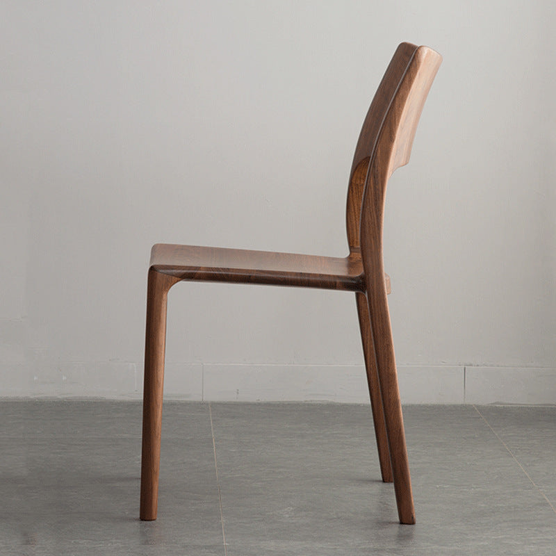 Modern Solid Wood Dining Chair – Sculpted Walnut Finish