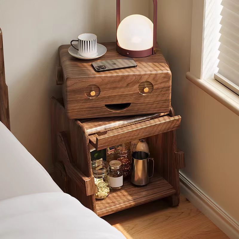Robot-Inspired Solid Wood Nightstand – Playful Meets Practical