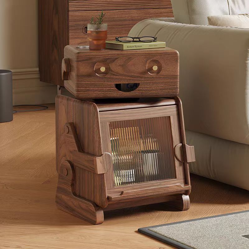 Robot-Inspired Solid Wood Nightstand – Playful Meets Practical