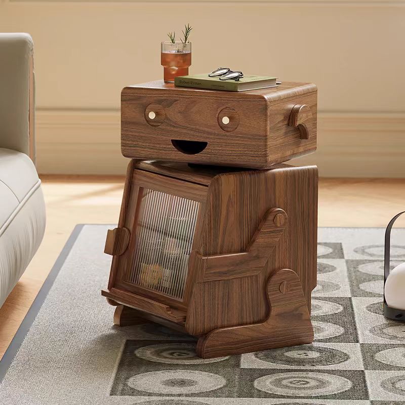 Robot-Inspired Solid Wood Nightstand – Playful Meets Practical